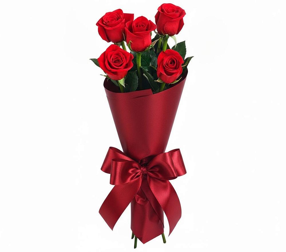 Букет 5 Красных роз Эдлесс Лав в Хреновом