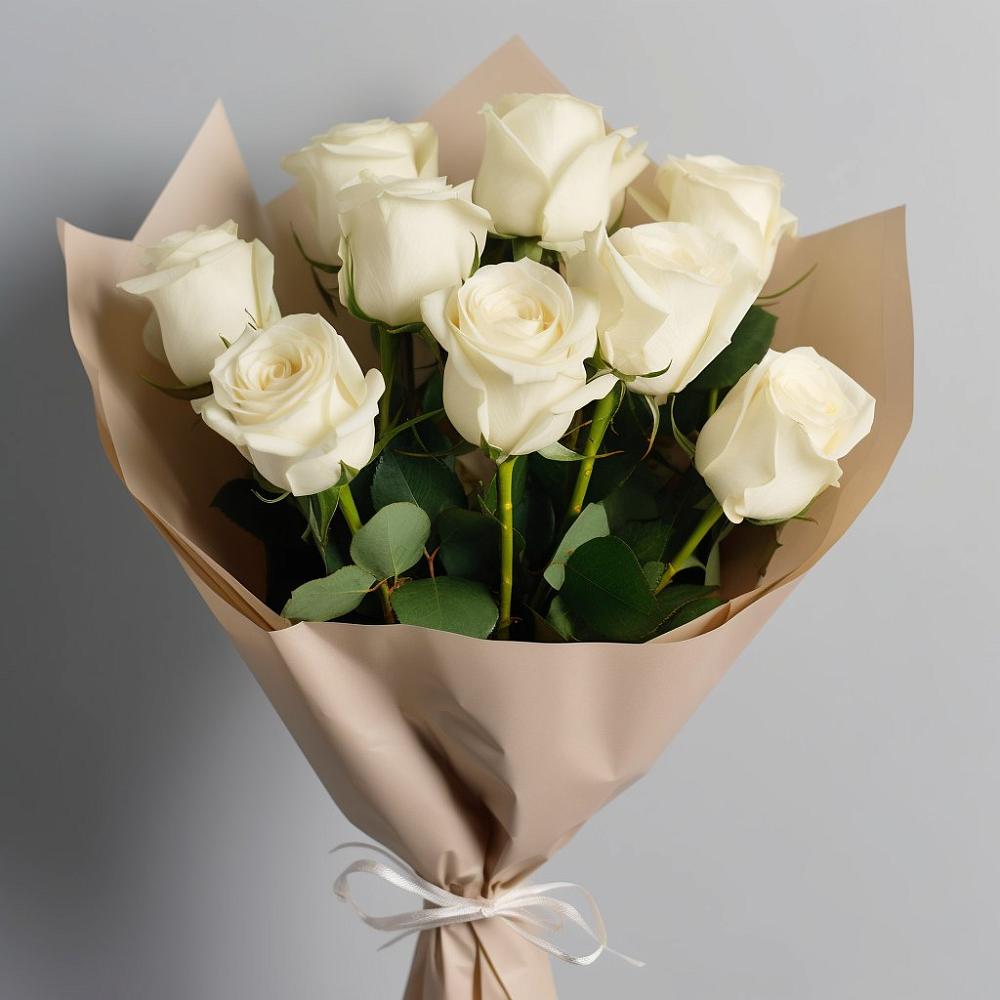 Букет 9 Белых роз Эдлесс Лав в Хреновом