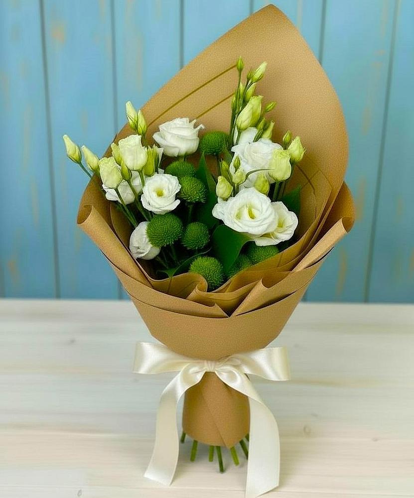 Букет цветов из: Хризантемы и Лизиантусы в Хреновом