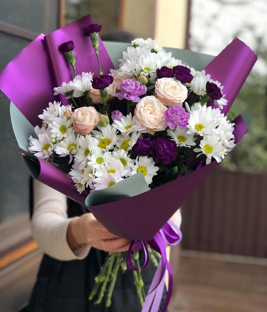 Букет цветов из: Хризантемы, Гвоздики и Розы в Хреновом