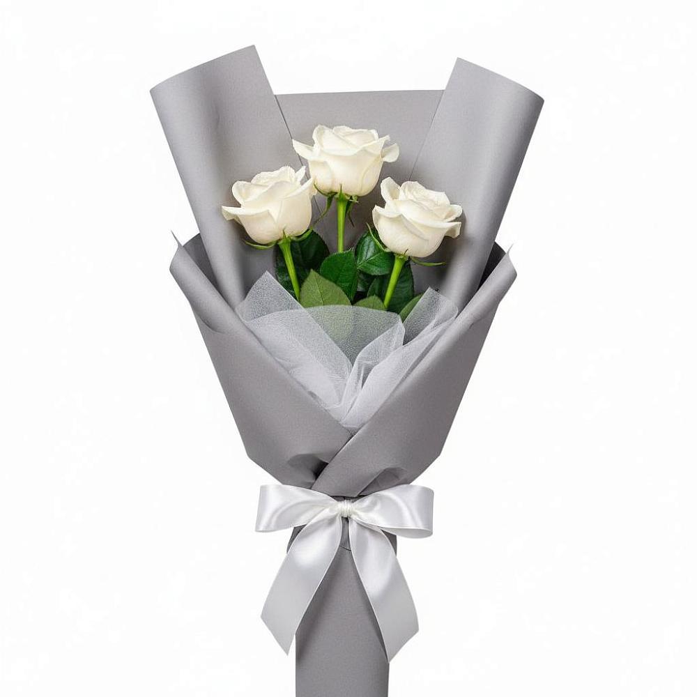 Букет 3 белые розы в Хреновом
