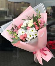 Букет цветов из:  Розы, Лизиантусы и Хризантемы в Хреновом