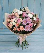 Букет цветов из:  Хризантемы, Розы и Альстромерии в Хреновом