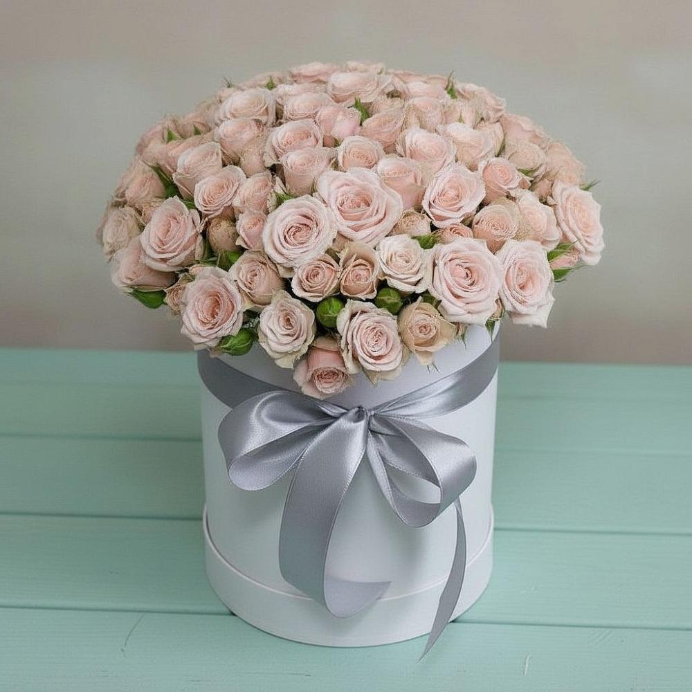 Цветочная композиция из Розы в шляпной коробке в Хреновом